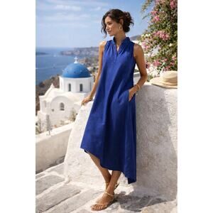 GRAMMAR NYC Simile Dress Size 6 Sea Blue (Navy) midi asymmetric hem lagenlook